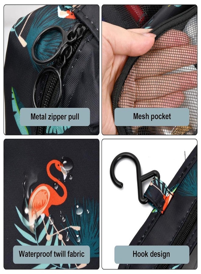 13 SOEME Travel Organizer - Toiletry Bag for Men & Women | Waterproof Nylon Hanging Organizer Bag for Makeup/Shaving Kit/Cosmetics (Black Flamingo) - Image 5